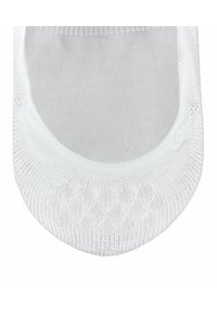 Witte katoenen no-show sok met een gestructureerde, diamanten patroon op de zool en een gladde bovenkant. Elastische boord voor een goede pasvorm.