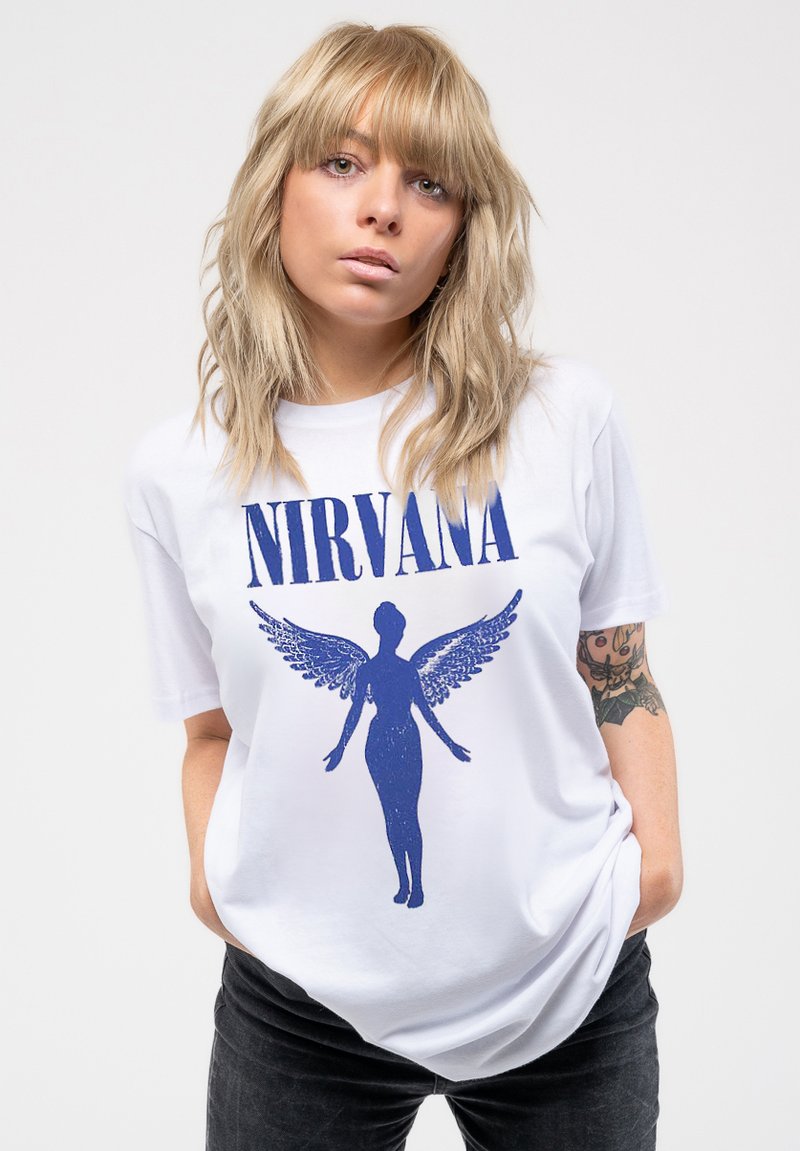 Paradiso Clothing NIRVANA ANGELIC BLUE MONO BOYFRIEND FIT - Print T-shirt - white