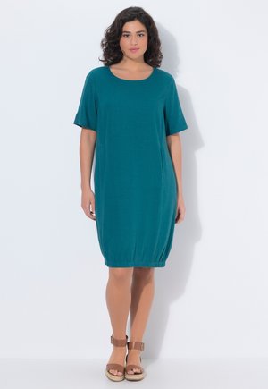 Ulla Popken A-LINIE, RUNDHALS, HALBARM, TASCHEN - Freizeitkleid - petrol