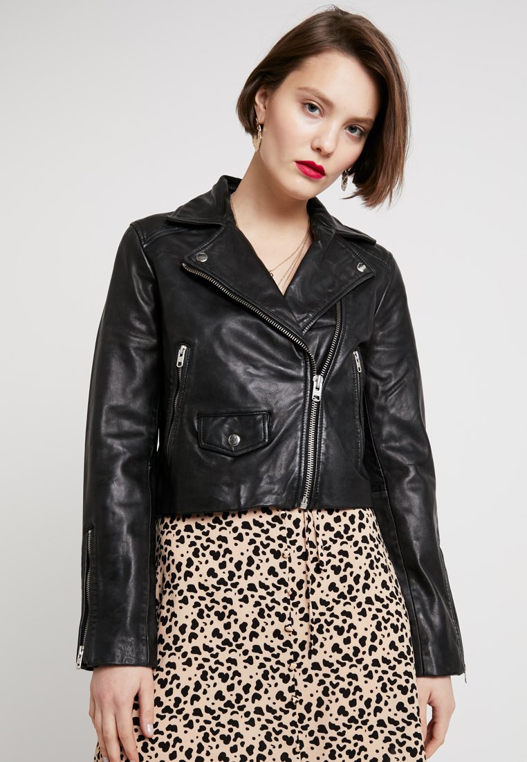 TAMMY CROP BIKER Leren jas black TAMMY CROP BIKER Leren jas black