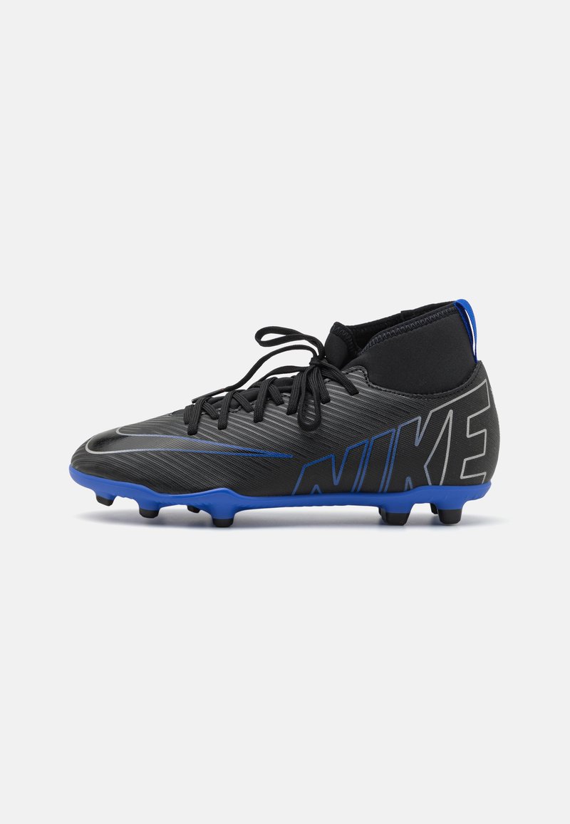 Nike Performance JR MERCURIAL CLUB FG/MG UNISEX - Botines de fútbol para terreno firme - black/chrome/hyper royal