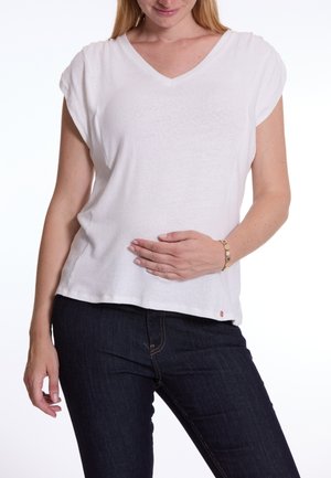 V NECK LUCILE - T-shirt basic - natural