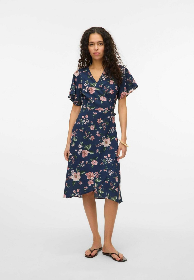 Vero Moda VMSAKI  CALF WRAP - Dnevna haljina - navy blazer