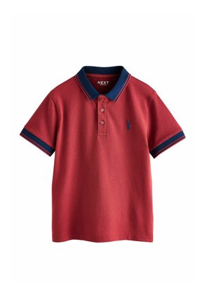 Next, REGULAR FIT - STRIPE TIPPED COLLAR SHORT SLEEVE - Polo - rust navy