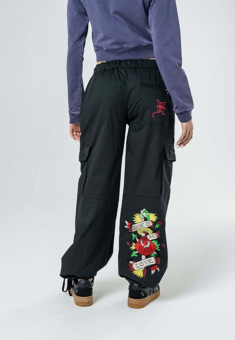Ed Hardy TRUE TO MY LOVE - Cargo trousers - washed black