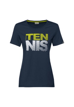 CLUB LISA - T-shirt print - dunkelblau zitronengelb weiss