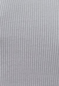 Gray fabric with fine vertical stripes, featuring a soft texture and a lightweight appearance, suitable for clothing or upholstery.