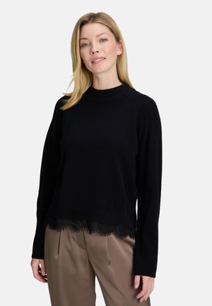 PULLOVER MIT SPITZENKANTE - Pullover - schwarz