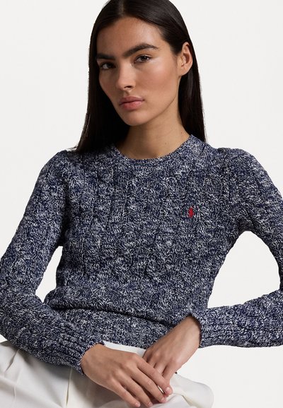 Polo Ralph Lauren CABLE-RAGG-KNIT COTTON CREWNECK SWEATER - Džemperis - refined navy/cream