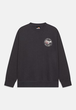 Sort crewneck sweatshirt med lange ærmer, med et lille rundt ski klub logo med tekst på venstre bryst.
