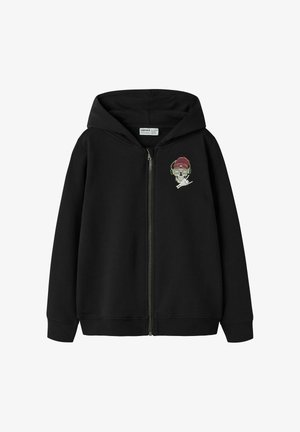 Športna jopa s kapuco na zadrgo - black