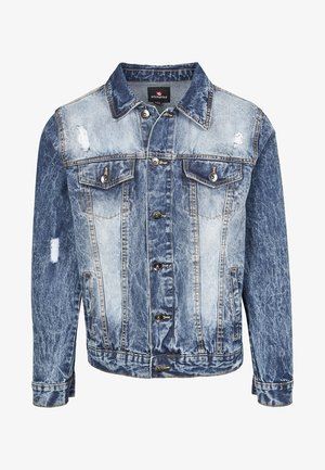 Vaaleansininen farkkutakki, jossa on kulunut muotoilu. Ominaisuuksiin kuuluu klassinen kaulus, kaksi rintataskua ja napitus. Haalistunut pinta kauttaaltaan.