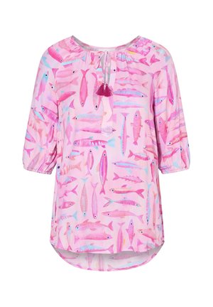 Angel of Style, TUNIC, A-LINE, FISH PATTERN, 3/4 RAGLAN SLEEVES - Pusero - flamingo