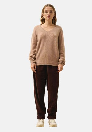 AMRITA PLY V-NECK - Jersey de punto - heather camel