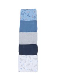 Pacco da quattro slip da uomo con diverse tonalità di blu, grigio e bianco. Due paia presentano stampe a tema spaziale; materiale in cotone morbido.