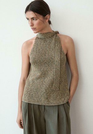 Massimo Dutti HALTER TOP WITH TIE DETAIL - Bluse - green