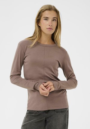 Top s dlhým rukávom - deep taupe