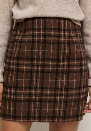 New Look, BRUSHED CHECK PELMET MINI SKIRT - Minifalda - brown pattern