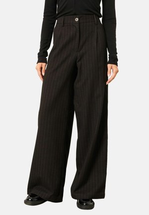 FatFace, PINSTRIPE WIDE LEG TROUSERS - Trousers - black