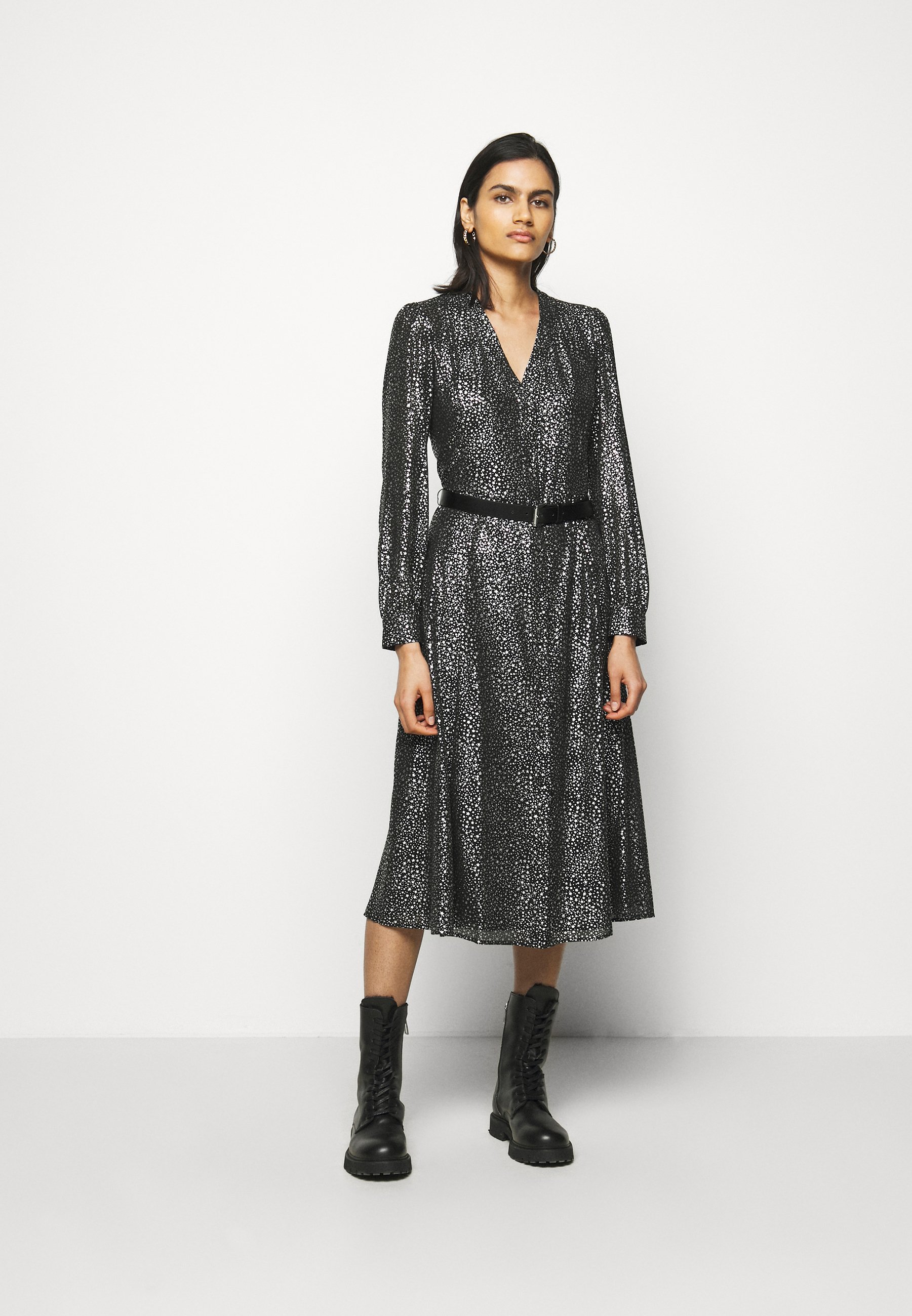 MICHAEL Michael Kors GALAXY MIDI - Vestito elegante - black/silver/nero -  Zalando.it