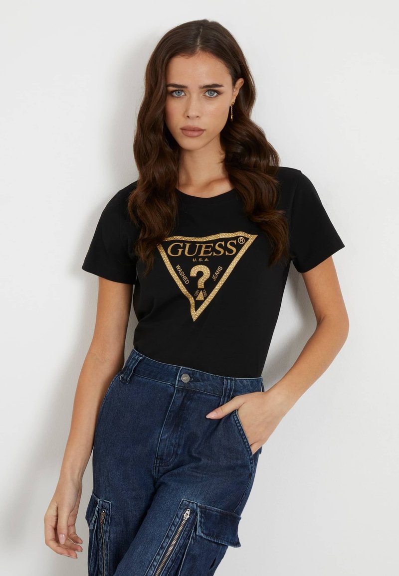 Guess TRIANGLE - T-shirt con stampa - schwarz