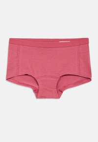 Ροζ βαμβακερά boyshorts με λείο ζωνάκι, ραμμένες ραφές και κλασική γραμμή για άνεση. Χωρίς ορατά λογότυπα ή μοτίβα.