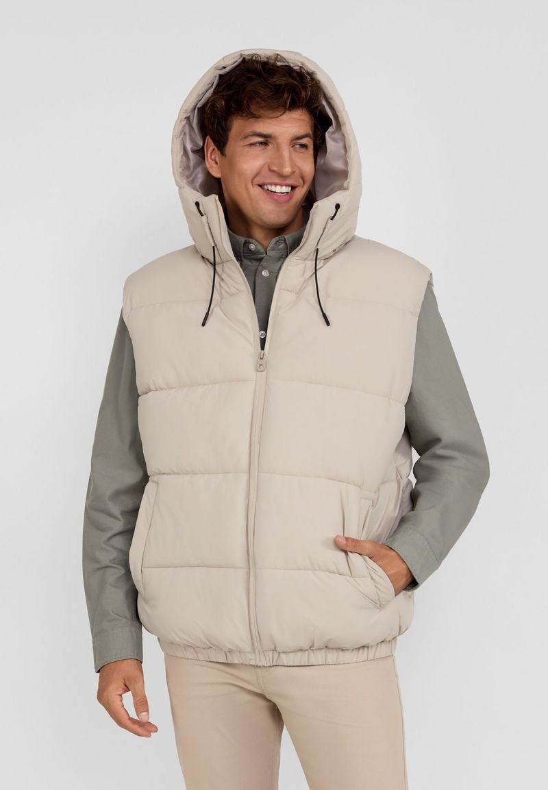 RESPECT PADDED WITH HOOD - Veste sans manches - stone