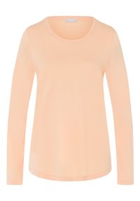 Langarmshirt van zachte perzikkleurige katoen, met een ronde halslijn, relaxed fit, een gladde textuur en een eenvoudig ontwerp zonder patronen of versieringen.