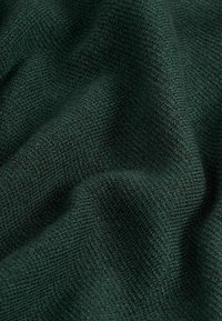 Tâmplă de culoare verde închis, cu o textură netedă, având un țesut fin și uniform și o ușoară strălucire, creând drapaje și pliuri delicate.