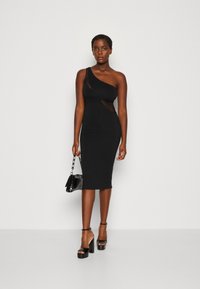WAL G. ZAKERA CONTRAST MIDI DRESS - Vestito di maglina - black
