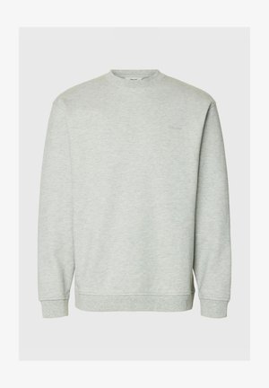 Helehall halli ümarseljaga dressipluus pikkade varrukatega, soonikkoes mansettide ja äärega, ühevärviline, rinnal peene logoga tikand.