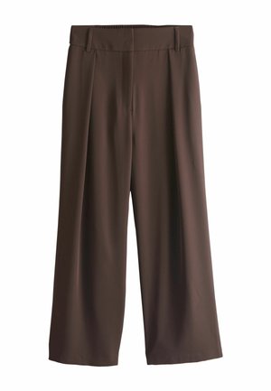 PETITE FIT - ELASTIC BACK SIDE STRIPE WIDE LEG - Stoffhose - chocolate brown