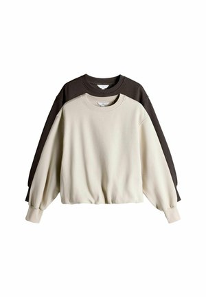 2 PACK BUBBLE - Sweatshirt - chocolate brown/cream