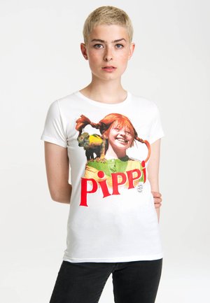 LOGOSHIRT LANGSTRUMPF HERR NILSSON - Print T-shirt - altweiss