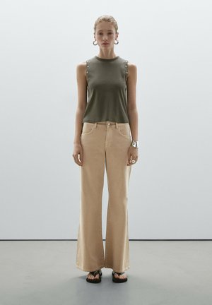 Massimo Dutti MID-RISE - Flared Jeans - beige