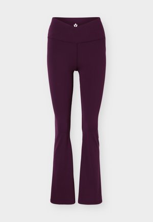 Even&Odd active by Zalando, ESSENTIAL TRAINING MID RISE FLARED LEGGINGS WITH OVERLAP V-WAISTBAND - Pantalon de survêtement - dark purple