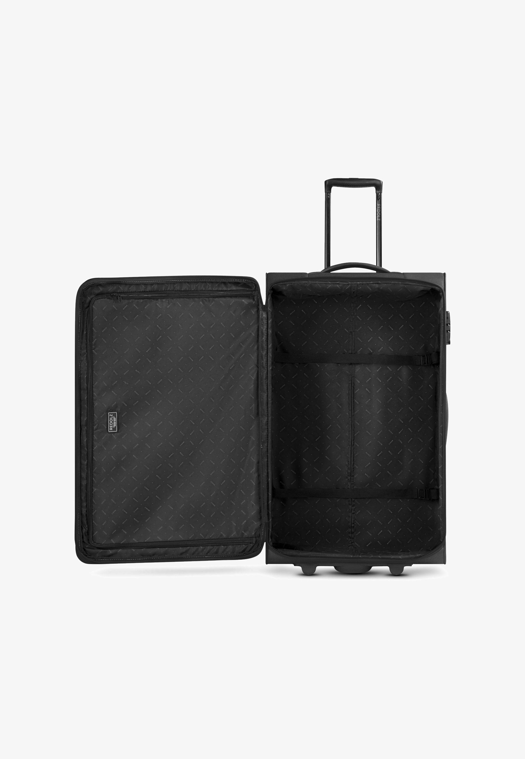 REDOLZ Valigia Cabina Rigida 55 Cm Con Laptopfach - Trolley Nero 46L, TSA Lock E Doppie Ruote, Leggera 2.8 Kg