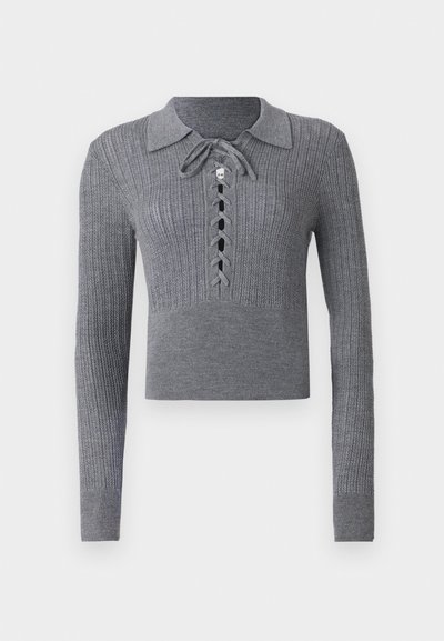 Feng Chen Wang LACE UP HENLEY - Pullover - gray