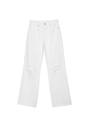 Stradivarius, D92 RIPPED STRAIGHT WIDE-LEG JEANS - Wide Leg - beige