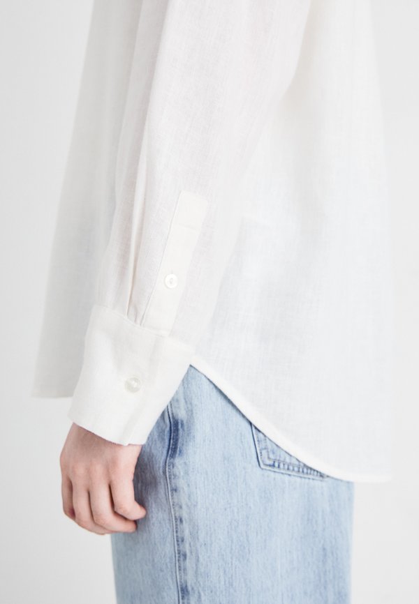 Oversized Linen-Blend Shirt - Button-down blouse - stripe4
