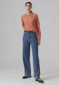 Vero Moda VMDOFFY O NECK BLOUSE - Trui - tangerine tango