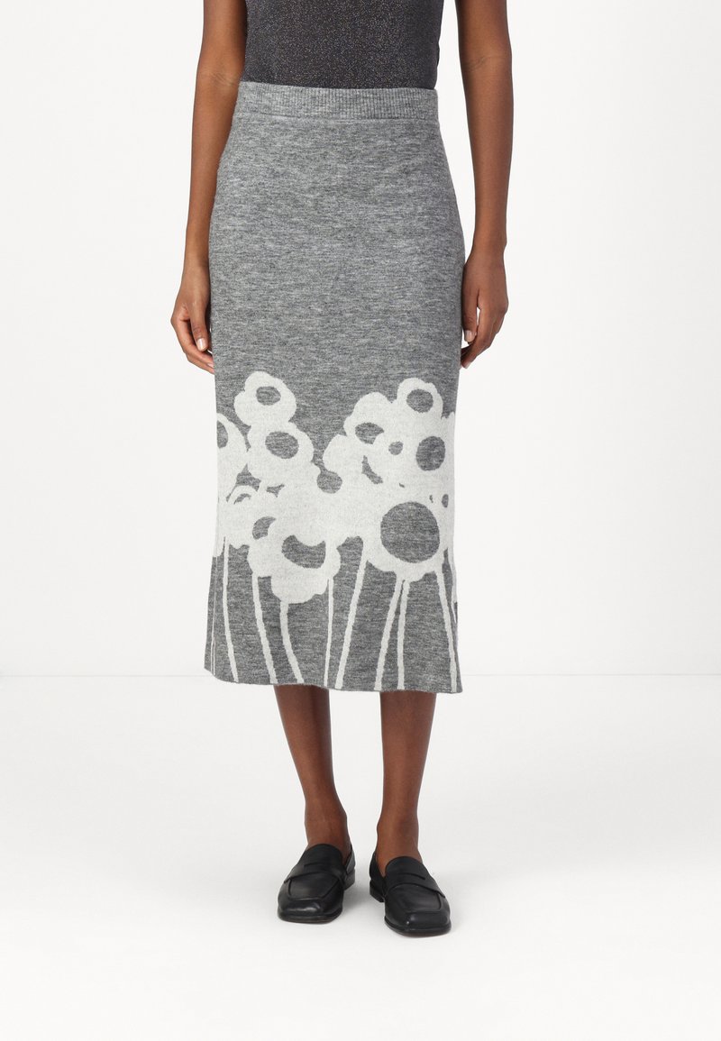Marimekko PIELI LAMMET - Saia lápis - light grey/off-white