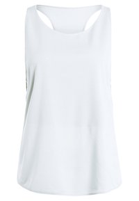 Witte mouwloze tanktop met een ronde hals, gemaakt van een textuurstof, met uitsnijdingen op de schouders en een losse pasvorm.