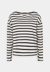 Zwart-wit gestreepte langetijdshirt met een ronde hals en een relaxed fit. Gemaakt van zachte stof met contrasterende textuur op de mouwen.