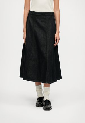FLARED MIDI SKIRT - Fustă denim - dark blue denim