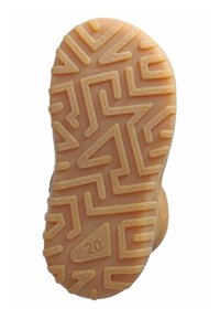 Gumová podrážka s cikcak vzorem a texturovanými detaily. Barva je světle hnědá a na boku je vyraženo číslo „20“.