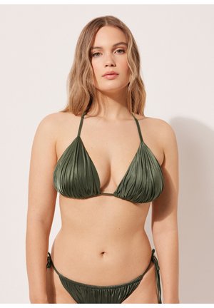 Calzedonia, SHINY SATIN TRIANGLE - Bikinitop - metallic green