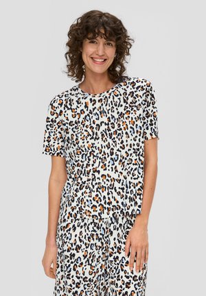 MIT PLISSEEFALTEN - T-shirt print - ecru