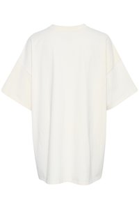 Witte oversize t-shirt, korte mouwen, zacht katoenmateriaal, ronde halslijn, naadloos ontwerp, achteraanzicht zonder zichtbare logo's of patronen.