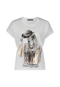 CASUAL-MIT ÄRMELAUFSCHLAG - T-shirt imprimé - patch white brown